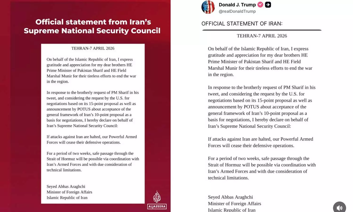 സംഘർഷത്തിനിടെ സമാധാന നീക്കം; ഇറാനിൽ രണ്ടാഴ്ചത്തെ വെടിനിർത്തൽ