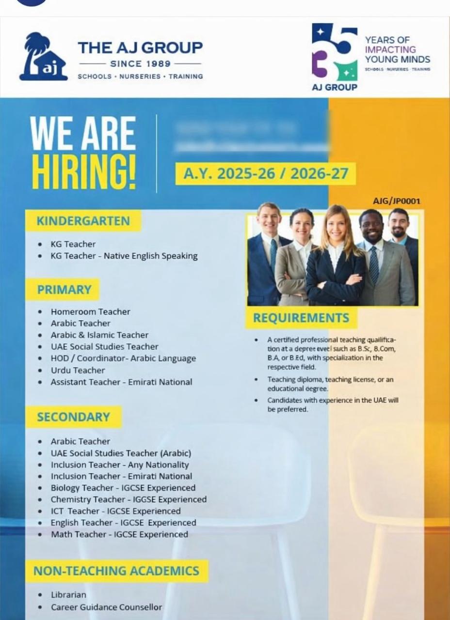 AJ Group Announces Major Hiring Drive for 2025–2027 Academic Year